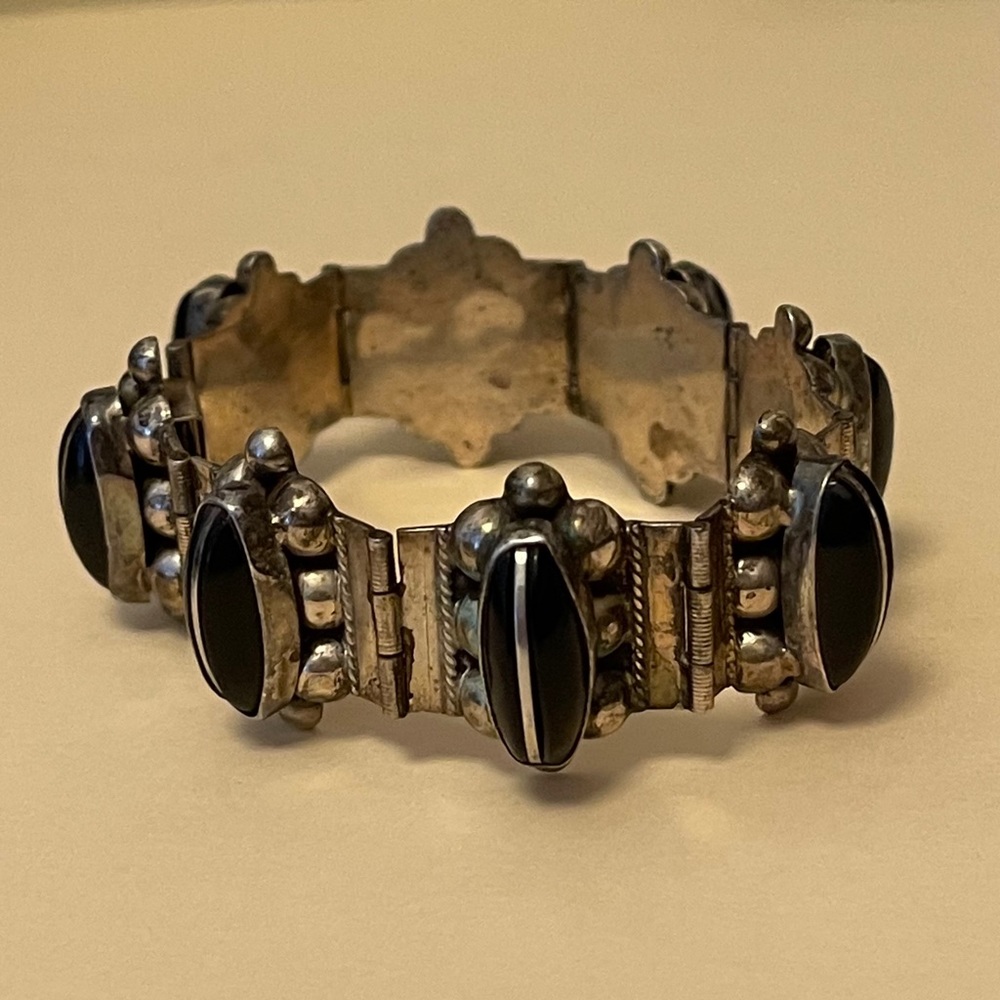 Vintage 925 Sterling Silver 🖤 Onyx Bracelet